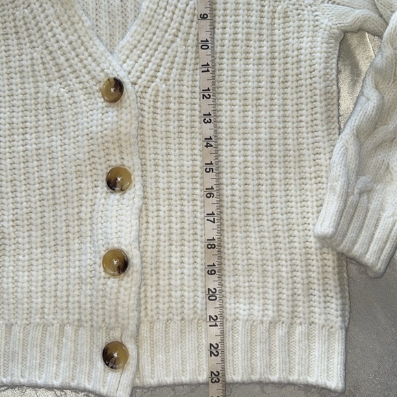 Wonderly Chunky Shawl Collar Cardigan White Cable Knit Sleeve Sweater Sz S - Picture 10 of 12